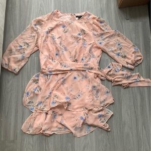 Pink coral and blue floral dress from forever 21